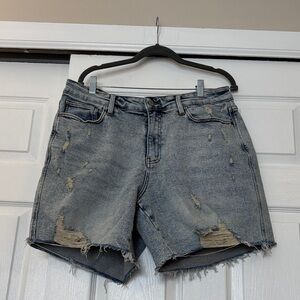 Judy Blue Light Blue Distressed Jean Shorts